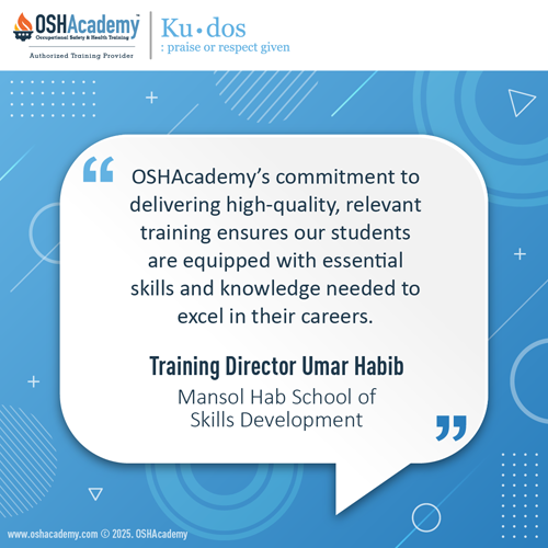 Kudos from Training Director Umar Habib, Mansol Hab School of Skills Development