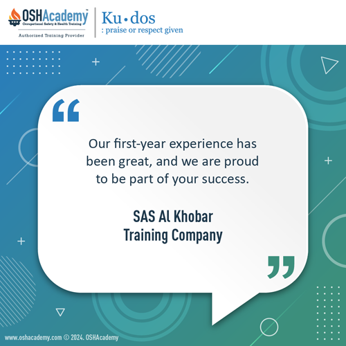 Kudos from an OSHAcademy Authorized Training Partner